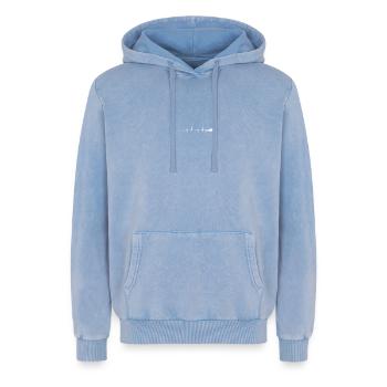 Heartbeat Scuba Dive - Relaxed Unisex Premium Acid Washed Hoodie - acid washed blue - Front - AI Model Female 172 dark (172cm) & AI Model Male 185 light (185cm)