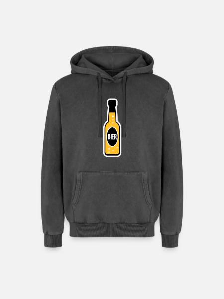 Bierflasche (Bier / Bierchen / NEG 3C) - Relaxed Unisex Premium Acid-Washed Hoodie - Schwarz Acid Wash