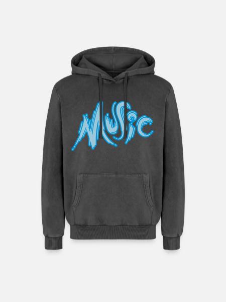 Music - Relaxed Unisex Premium Acid-Washed Hoodie - Schwarz Acid Wash