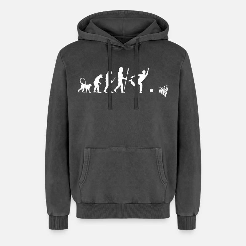 Évolution du bowling - Sweat à capuche unisexe Premium acid-wash en coton - noir délavé acide