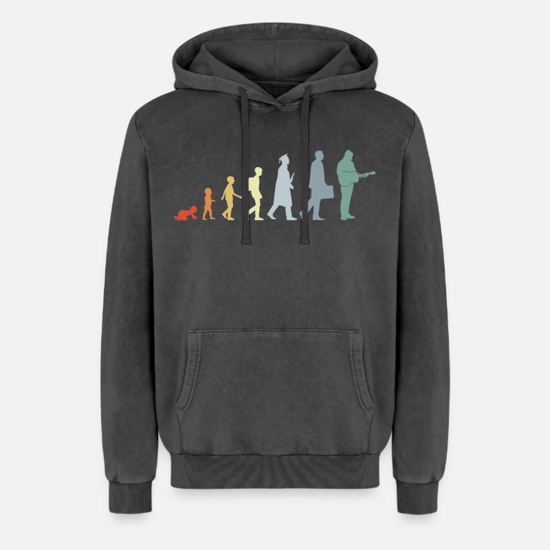 Évolution du guitariste - Sweat à capuche unisexe Premium acid-wash en coton - noir délavé acide