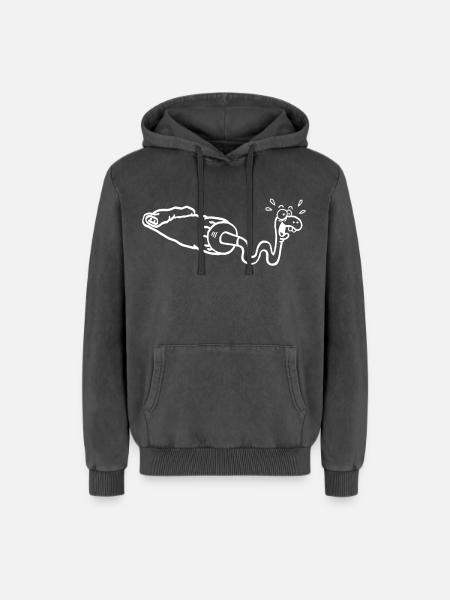 White snake and gouache tube - Relaxed Unisex Premium Acid Washed Hoodie - acid washed black