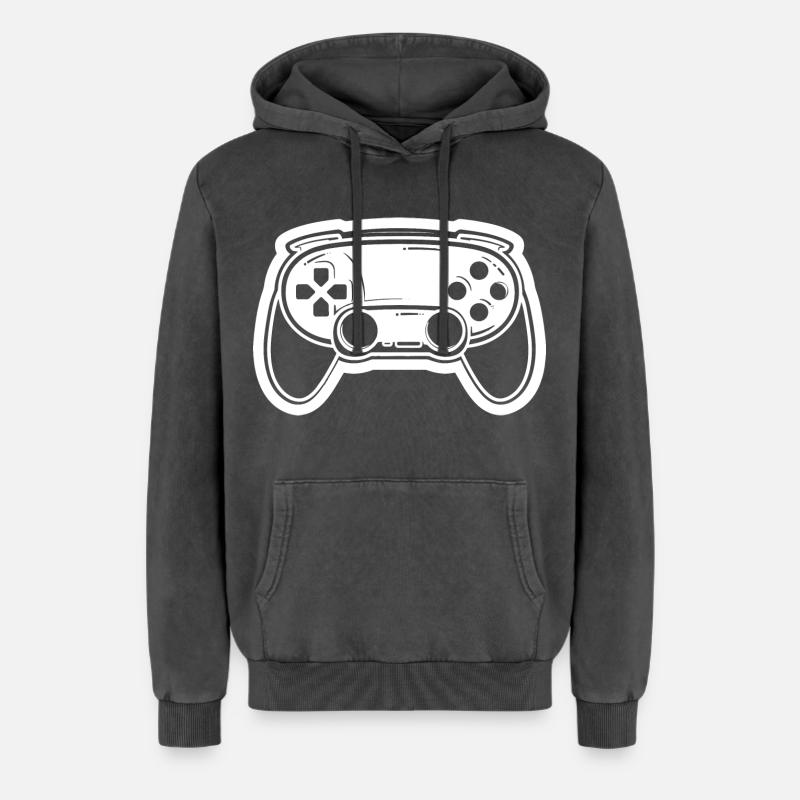 Videospiel Controller Zeichnung - Relaxed Unisex Premium Acid-Washed Hoodie - Schwarz Acid Wash