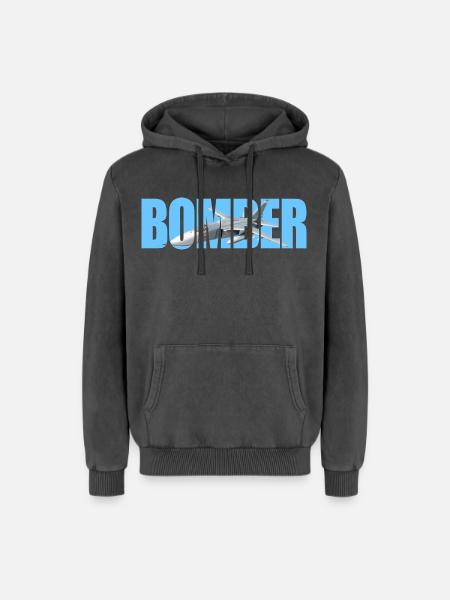 Bomber Su-24 - Relaxed Unisex Premium Acid Washed Hoodie - acid washed black