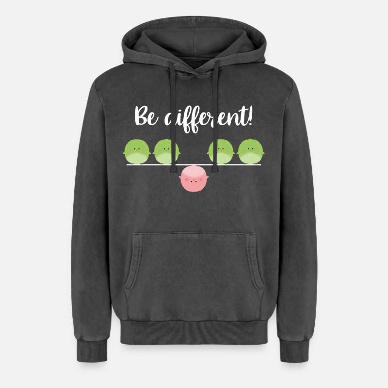 Be different! Sei einfach anders! - Relaxed Unisex Premium Acid-Washed Hoodie - Schwarz Acid Wash