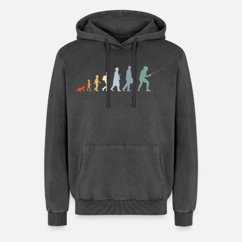 Fechter Evolution - Relaxed Unisex Premium Acid-Washed Hoodie - Schwarz Acid Wash