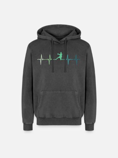 Handball, Herzschlag, Handball - Relaxed Unisex Premium Acid-Washed Hoodie - Schwarz Acid Wash