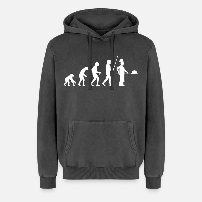 Évolution de Baker - Sweat à capuche unisexe Premium acid-wash en coton - noir délavé acide