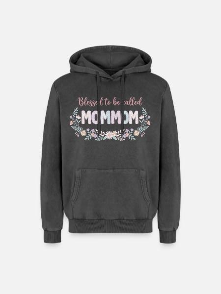 Mama, Oma-Blumen, süßes Oma-Geschenk - Relaxed Unisex Premium Acid-Washed Hoodie - Schwarz Acid Wash