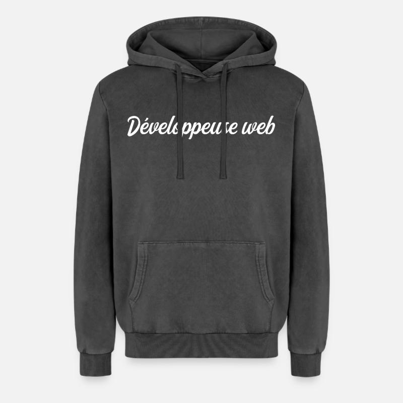 Web Developer - Relaxed Unisex Premium Acid Washed Hoodie - acid washed black