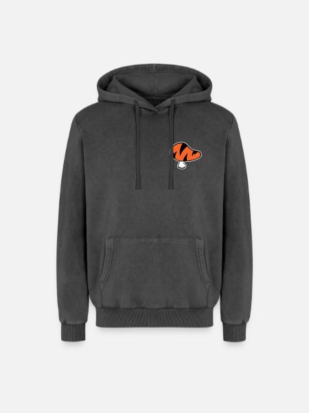 Tigerpilz Logo STICK-Variante - Relaxed Unisex Premium Acid-Washed Hoodie - Schwarz Acid Wash