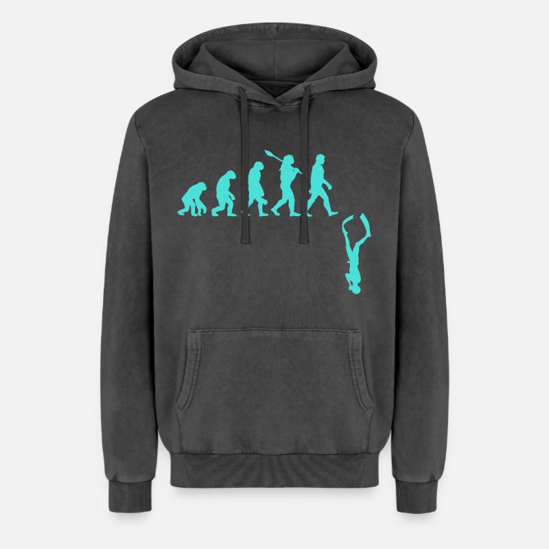 Évolution de l’apnée - Sweat à capuche unisexe Premium acid-wash en coton - noir délavé acide
