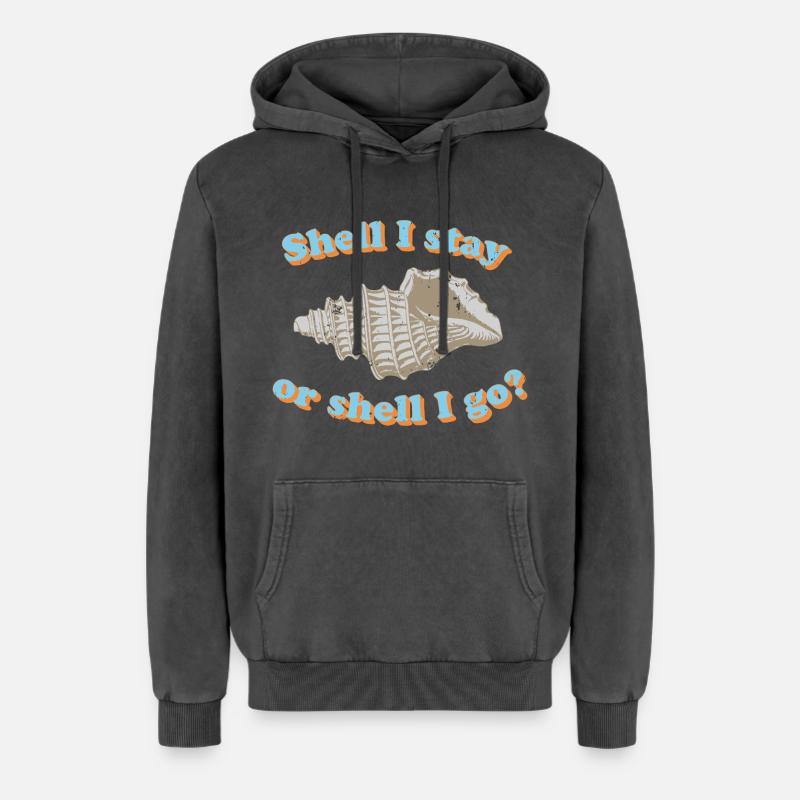 Muschel oder gehen? - Relaxed Unisex Premium Acid-Washed Hoodie - Schwarz Acid Wash