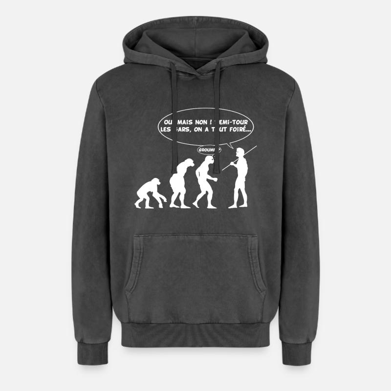 Evolution error (white) - Relaxed Unisex Premium Acid Washed Hoodie - acid washed black