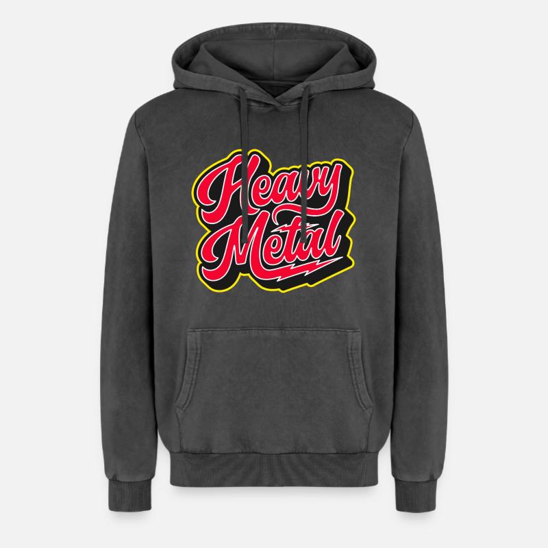 Heavy Metal Bold 3D Script - Sweat à capuche unisexe Premium acid-wash en coton - noir délavé acide