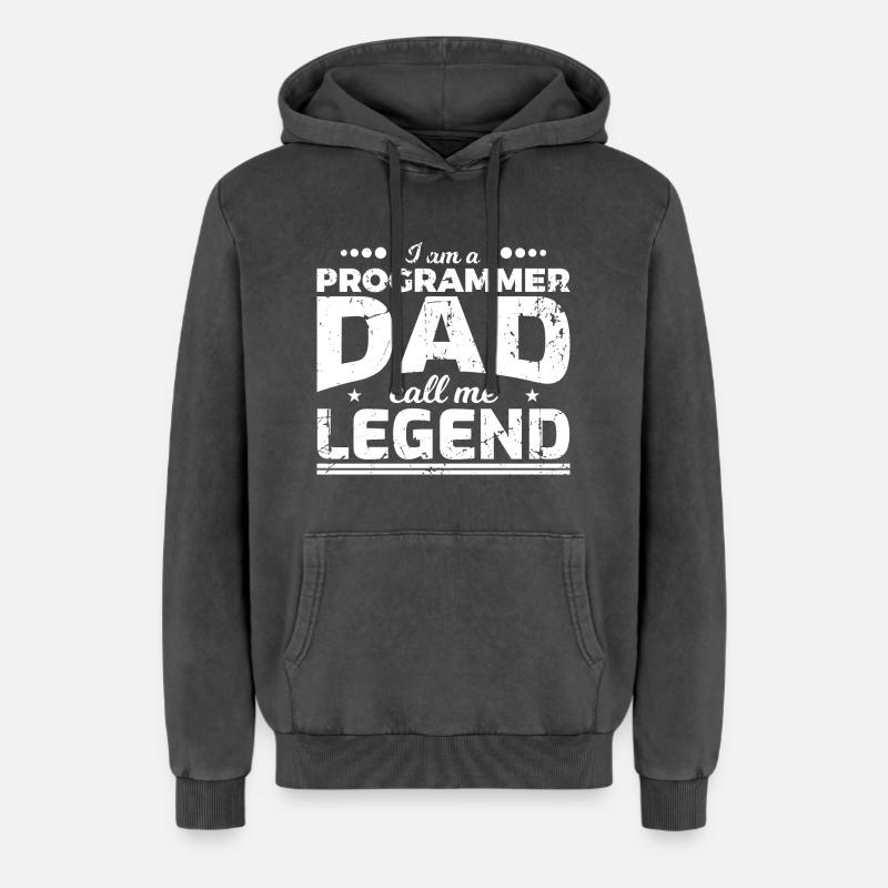 Coder Papa - Relaxed Unisex Premium Acid-Washed Hoodie - Schwarz Acid Wash