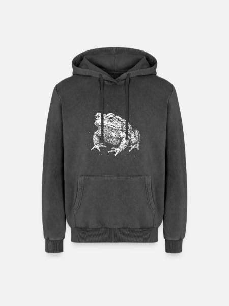 Toad - Relaxed Unisex Premium Acid Washed Hoodie - acid washed black
