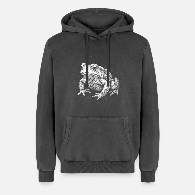 Toad - Relaxed Unisex Premium Acid Washed Hoodie - acid washed black