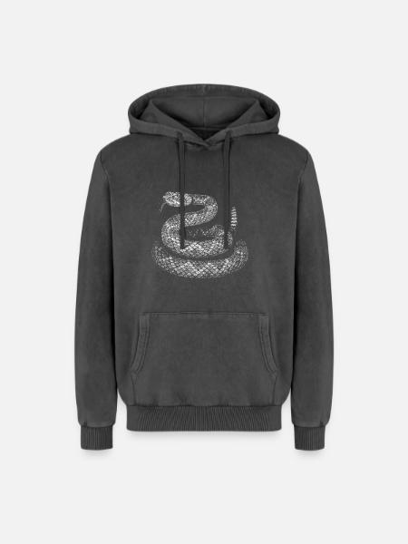 Snake - Relaxed Unisex Premium Acid Washed Hoodie - acid washed black
