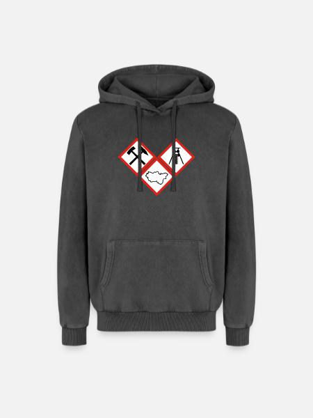 DANGER RUHRPOTT - Sweat à capuche unisexe Premium acid-wash en coton - noir délavé acide