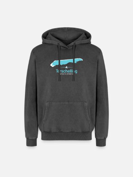 Terschelling | Design map - Relaxed Unisex Premium Acid Washed Hoodie - acid washed black