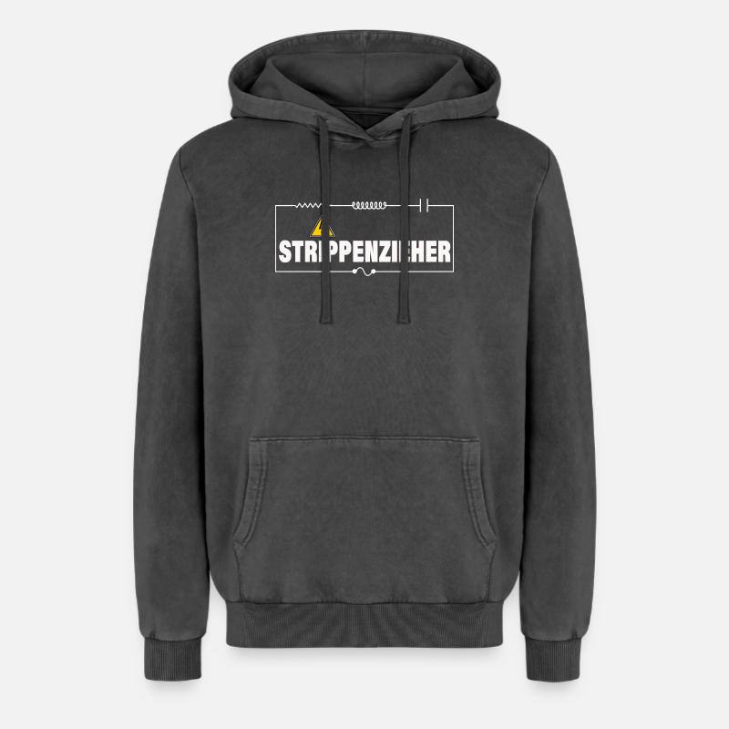 String-puller - Relaxed Unisex Premium Acid Washed Hoodie - acid washed black