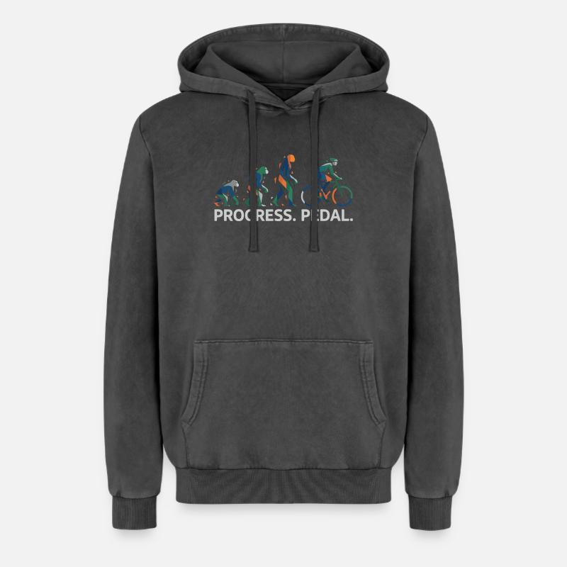 Évolution de la pédale Progress - Sweat à capuche unisexe Premium acid-wash en coton - noir délavé acide