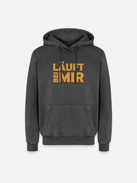 Runs with me - Cool saying - Running - Relaxed Unisex Premium Acid Washed Hoodie - acid washed black