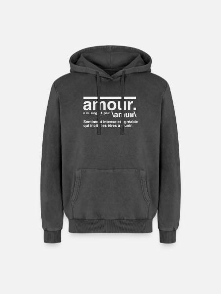Love Definition Dictionary Style - Relaxed Unisex Premium Acid Washed Hoodie - acid washed black