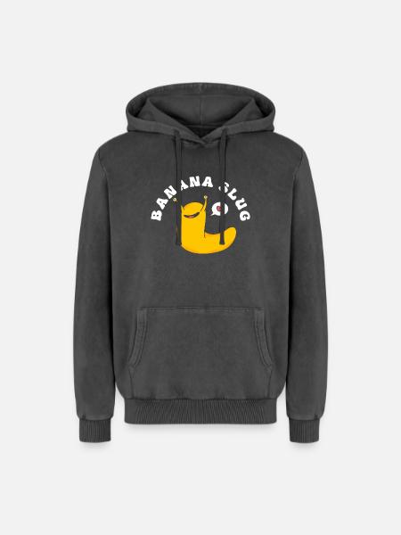 escargot banane - Sweat à capuche unisexe Premium acid-wash en coton - noir délavé acide
