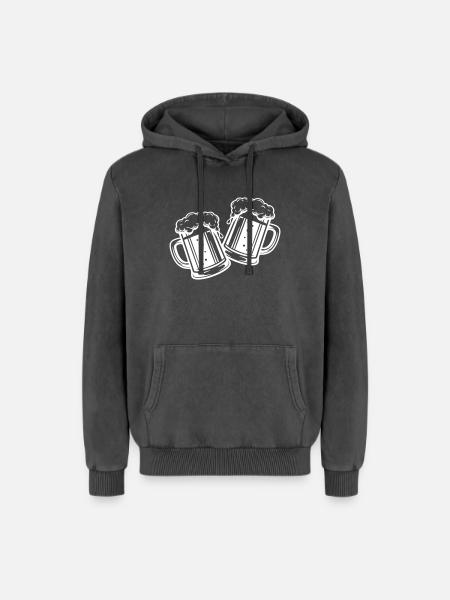 Bierglas Bier Anstossen - Relaxed Unisex Premium Acid-Washed Hoodie - Schwarz Acid Wash