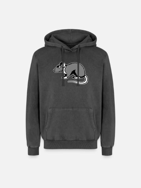 Cool Rat Sunglasses Side Funny Rodent - Relaxed Unisex Premium Acid Washed Hoodie - acid washed black