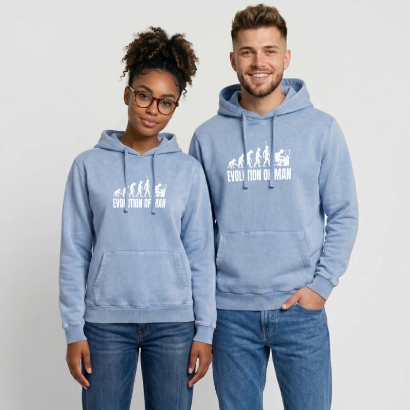 Programmierer Computerfreak Evolution Retro Relaxed Unisex Premium Acid-Washed Hoodie