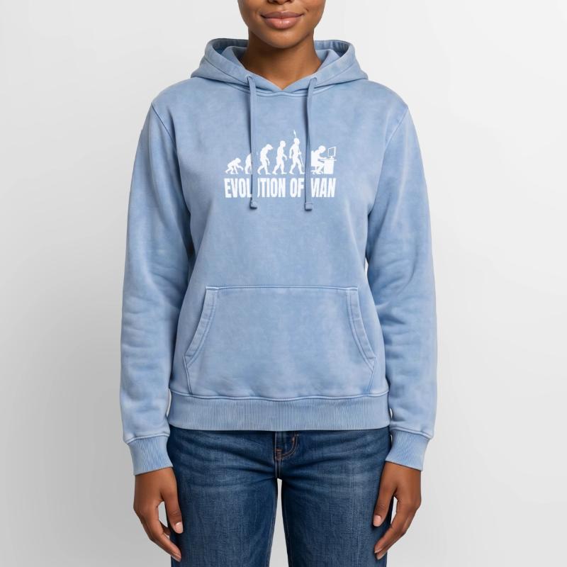 Programmierer Computerfreak Evolution Retro Relaxed Unisex Premium Acid-Washed Hoodie