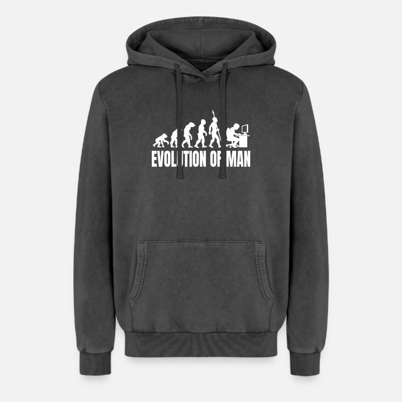 Programmierer Computerfreak Evolution Retro - Relaxed Unisex Premium Acid-Washed Hoodie - Schwarz Acid Wash