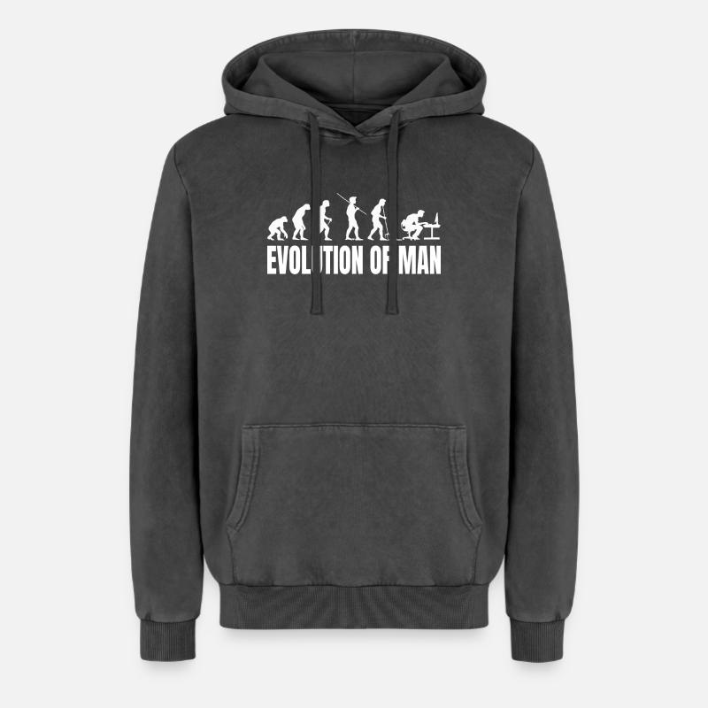 Evolution of Programmer IT Computer Coder - Relaxed Unisex Premium Acid Washed Hoodie - acid washed black