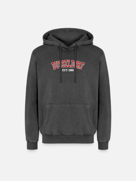 Dusseldorf Est. 1966 - Relaxed Unisex Premium Acid Washed Hoodie - acid washed black