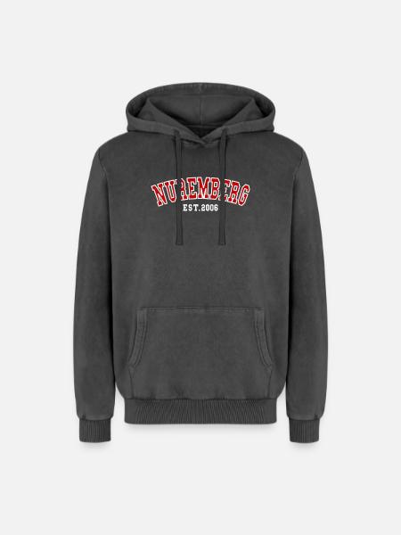 Nuremberg fondée en 2006 - Sweat à capuche unisexe Premium acid-wash en coton - noir délavé acide