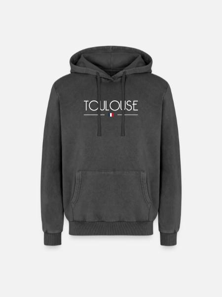 Toulouse - Relaxed Unisex Premium Acid Washed Hoodie - acid washed black