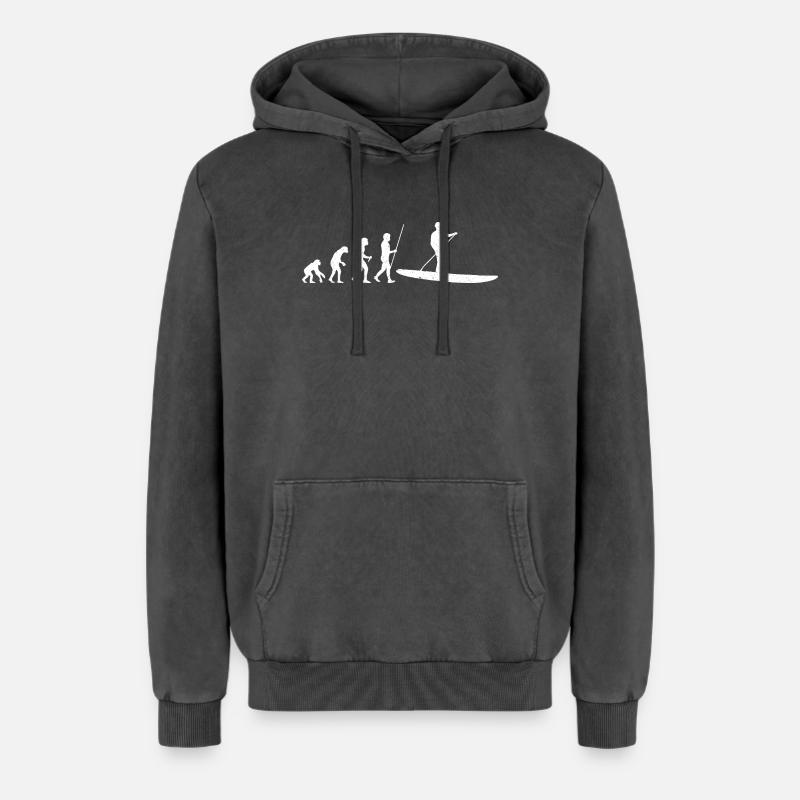 SUP Evolution - Relaxed Unisex Premium Acid-Washed Hoodie - Schwarz Acid Wash