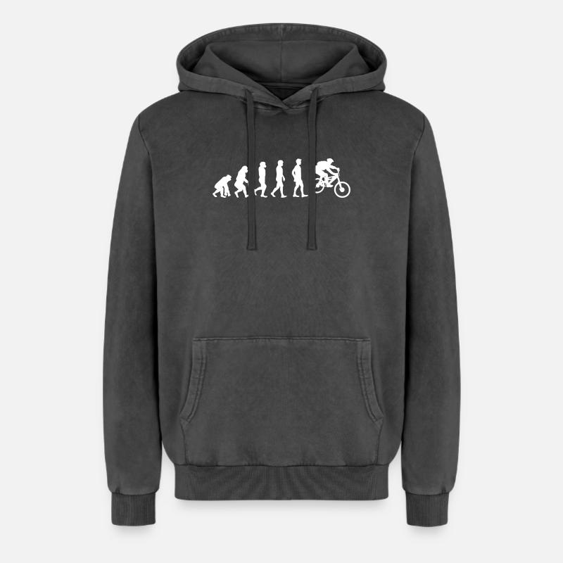 Évolution du cyclisme - Sweat à capuche unisexe Premium acid-wash en coton - noir délavé acide