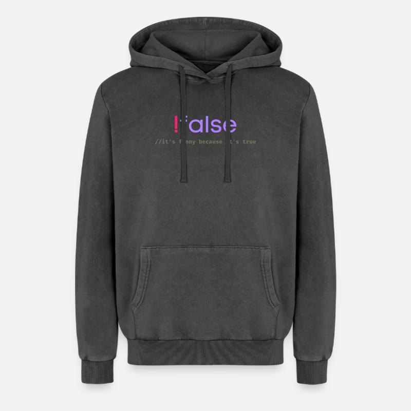Ifalse Funny Coder Programmierungswortspiel - Relaxed Unisex Premium Acid-Washed Hoodie - Schwarz Acid Wash