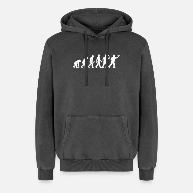 Evolution der Technik - Relaxed Unisex Premium Acid-Washed Hoodie - Schwarz Acid Wash