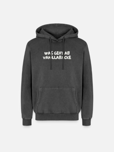 was geht ab vanillabacke - Relaxed Unisex Premium Acid-Washed Hoodie - Schwarz Acid Wash