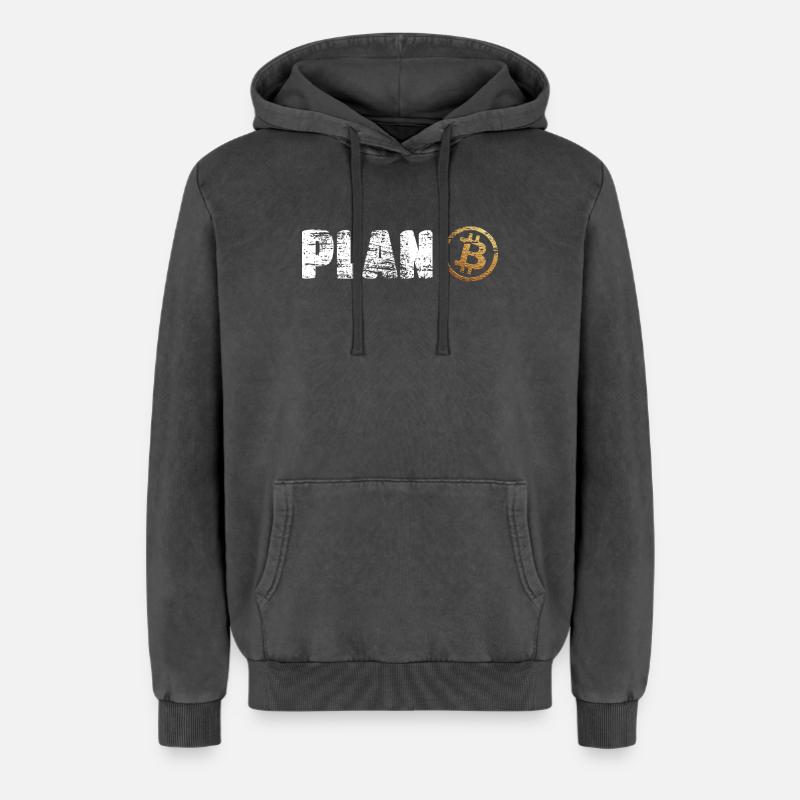 Plan Bitcoin Plan B - Sweat à capuche unisexe Premium acid-wash en coton - noir délavé acide