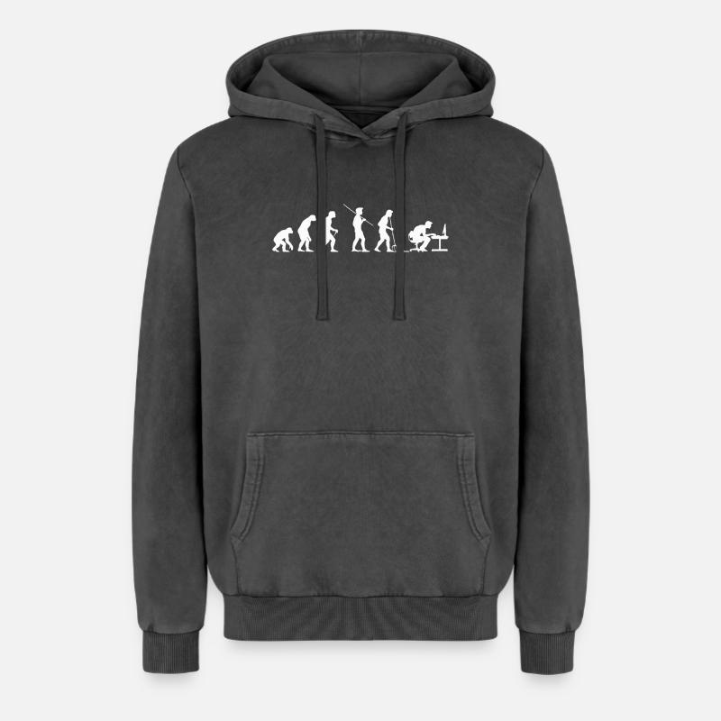 Programmeur Evolution Geek - Sweat à capuche unisexe Premium acid-wash en coton - noir délavé acide