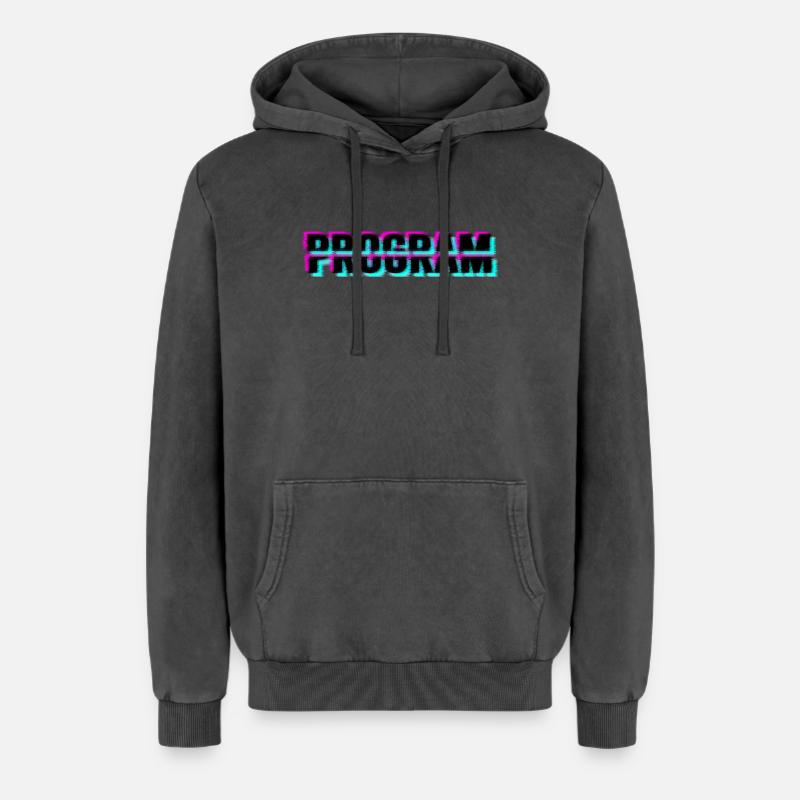 Computer program - Relaxed Unisex Premium Acid Washed Hoodie - acid washed black