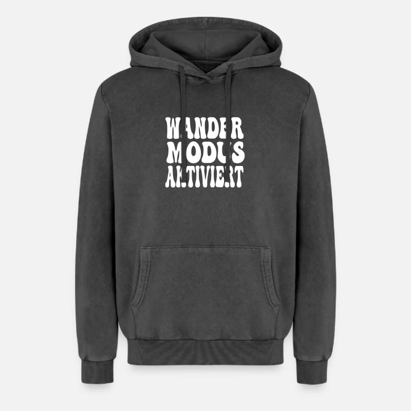 Conception activée par le mode Wander - Sweat à capuche unisexe Premium acid-wash en coton - noir délavé acide