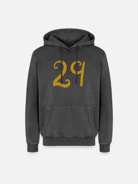 29 - Relaxed Unisex Premium Acid Washed Hoodie - acid washed black