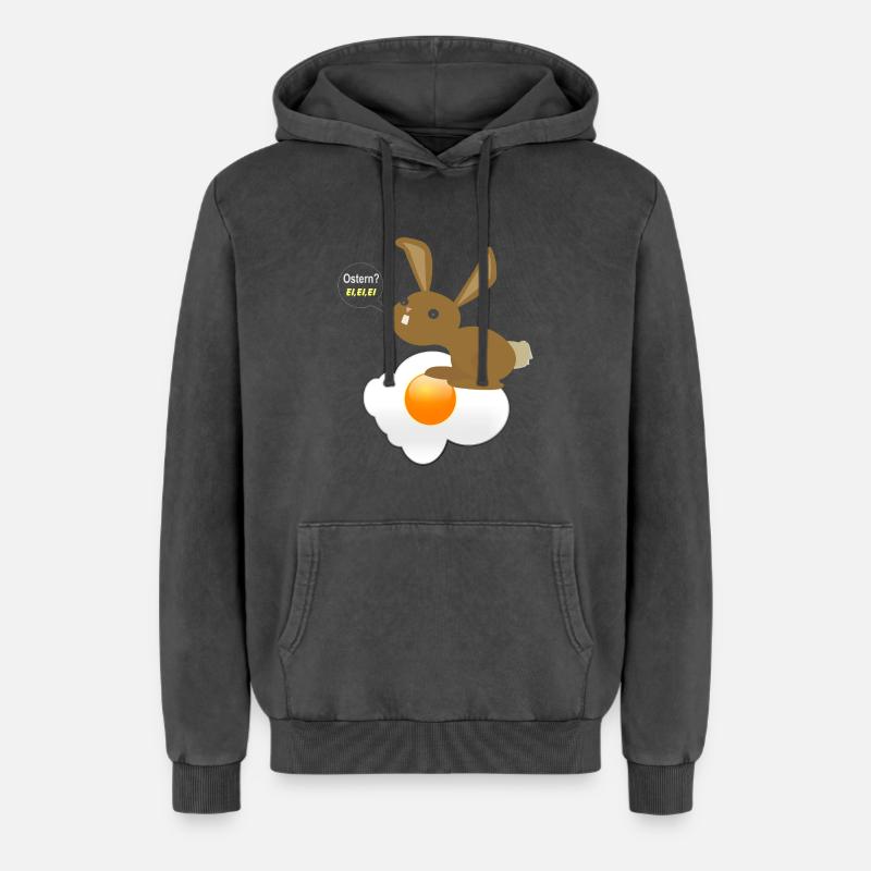 Bunny Easter Egg Egg Egg - Relaxed Unisex Premium Acid Washed Hoodie - acid washed black